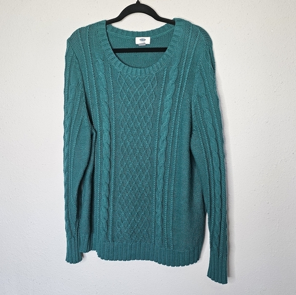 Old Navy Teal Green Cable‎ Knit Sweater Women Size XXL - Picture 1 of 9